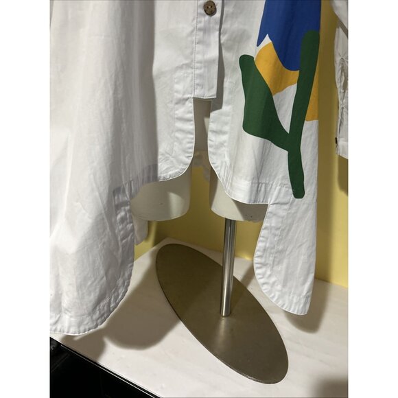 Art To Wear Cupcake International Floral Abstract L 100% Cotton Jacket Shirt - Picture 10 of 13